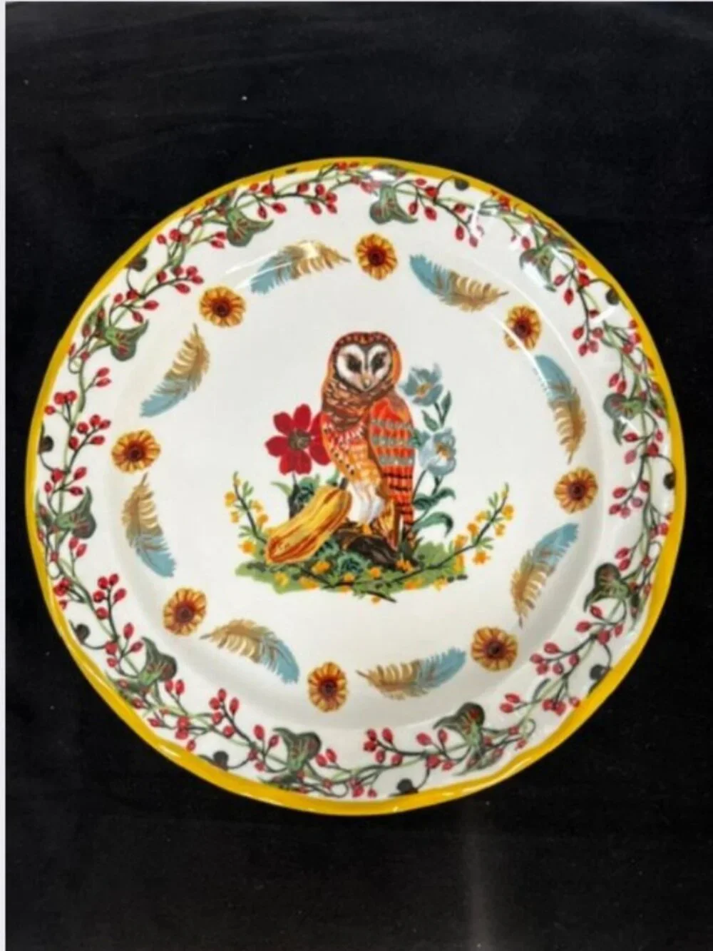 Anthropologie Nathalie Lete Dessert Plate – Woodland Friends - Owl - NEW